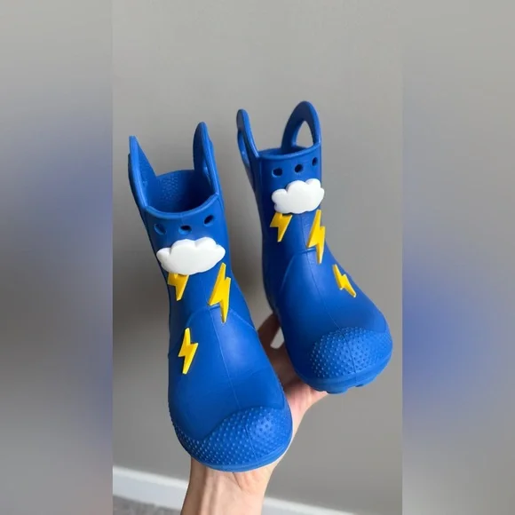 CROCS Limited collection Handle It Lightning Bolt Rain Boots size C9 - Picture 3 of 9